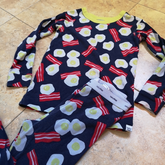 🆓FREE🎁 WHEN PURCHASE ANY ITEM kids Pajamas Set bacon & Eggs Breakfast Graphic - Picture 7 of 9
